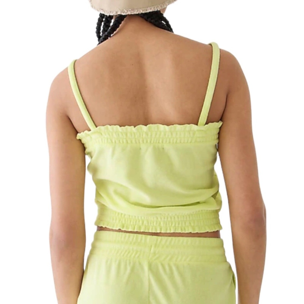 J. Crew XS Terry Cloth smocked tank and shorts in Crisp Apple
